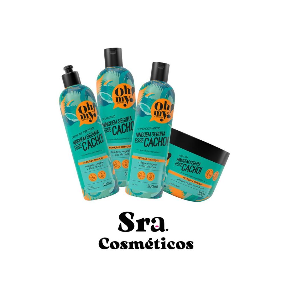 Shampoo, Condicionador, Mascara e Creme Ninguem Segura Esse Cacho 300ml Oh My! Kit
