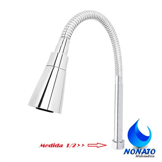 TUBO * 1/2 * FLEXÍVEL CONE CROMADO PARA TORNEIRA GOURMET - AREJADOR 2 JATOS