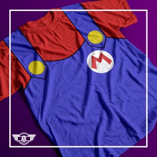 Camiseta Unissex Blusa Estampa Macacão Mario Personagens Vintage Infantil