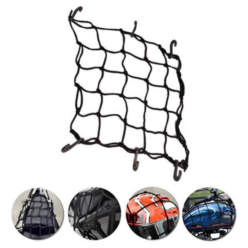Rede Aranha elástica Para Baús Moto Quadriciclo Bagageiros Bau Capacete motoboy  - 35x35 cm Preta