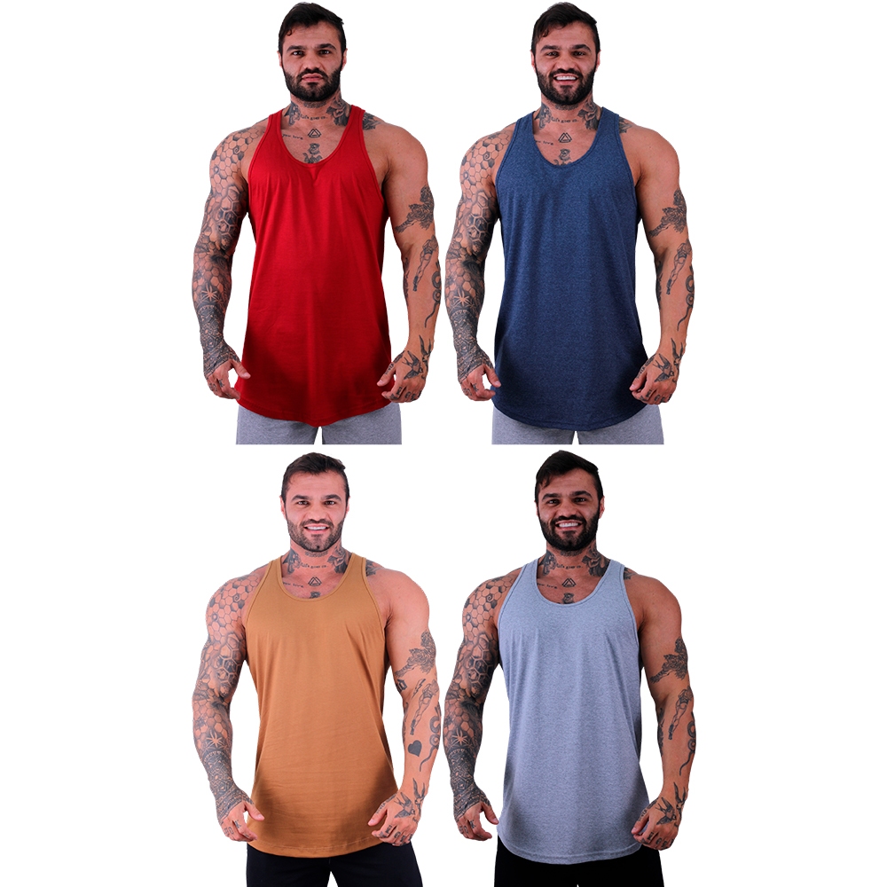 Kit 4 Regata Longline MXD Conceito De Variadas Cores
