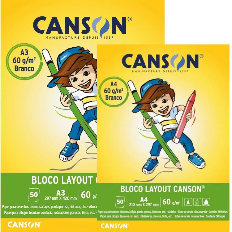 Bloco Escolar Layout Infantil 60g 50 Folhas CANSON em Oferta na Shopee