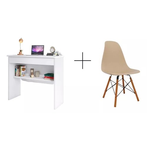 Mini Mesa Branca Gamer Cadeira Sala de Jogos Industrial Kit Escrivaninha Cadeira Cadeira em 4 Cores