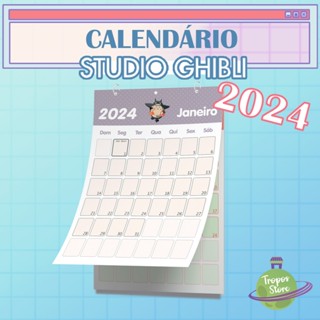 Calendário 2024 Ghibli Tamanho A4 Com Espaço Para Escrita - Totoro - Chihiro - Kiki