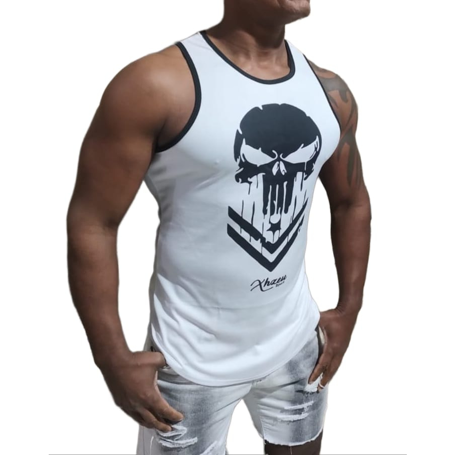 camiseta Regata Masculina Longline Academia Treino Fitness Militar Cavada