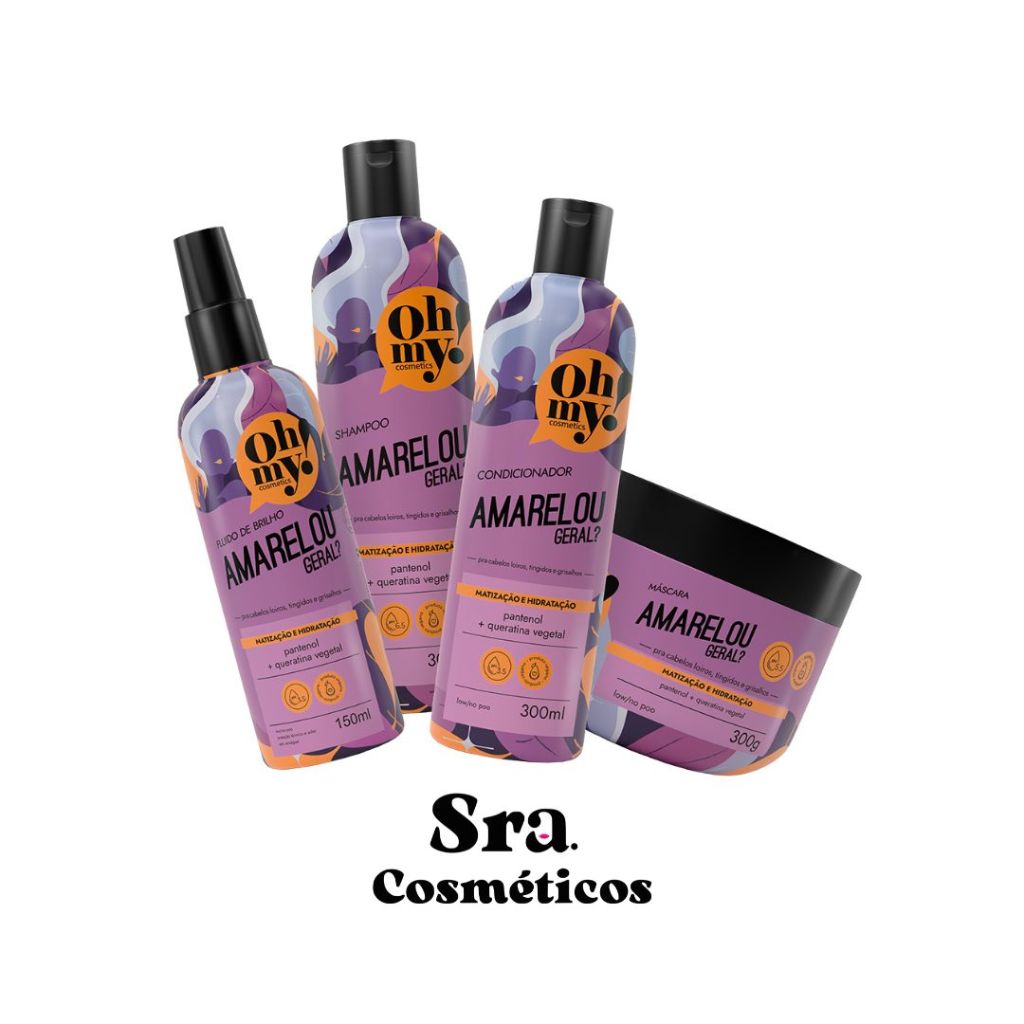 Shampoo, Condicionador, Mascara e Fluido Amarelou geral? 300ml Oh My! Kit