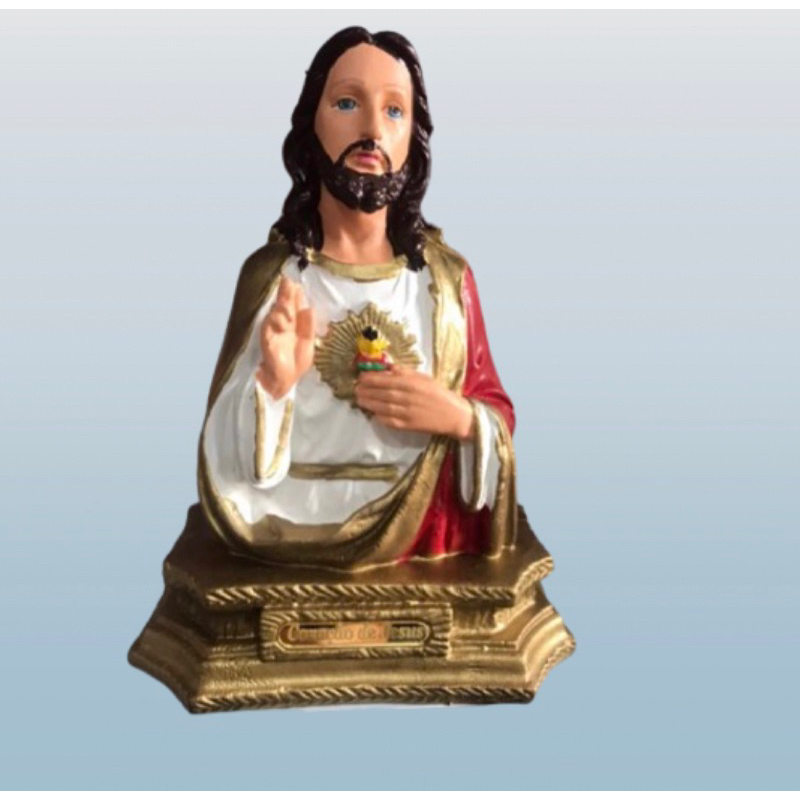 Imagem Busto Sagrado coração de Jesus 23cm - Escultura Borracha inquebrável.