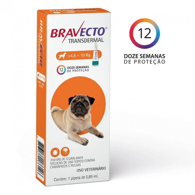 Bravecto Transdermal (pipeta) para Cães de 4 a 10 Kg - 250 mg