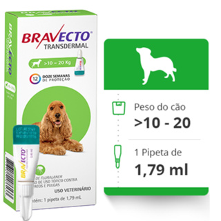 Bravecto Transdermal (pipeta) para Cães de 10 a 20 Kg - 500 mg em Oferta na Shopee