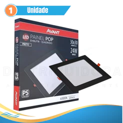 Painel Pop Plafon Led Embutir Quadrado 18 e 24w Preto Luz 6500k Branco Frio Avant Distribuidora Galante