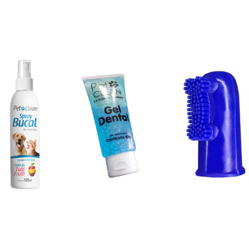 Experimente o Kit Dental Pet Clean para Cães e Gatos: Spray Bucal e Gel Dental com Dedeira Inclusa, Cuidado Completo para a Saúde Oral dos seus Animais de Estimação- Novo e Lacrado