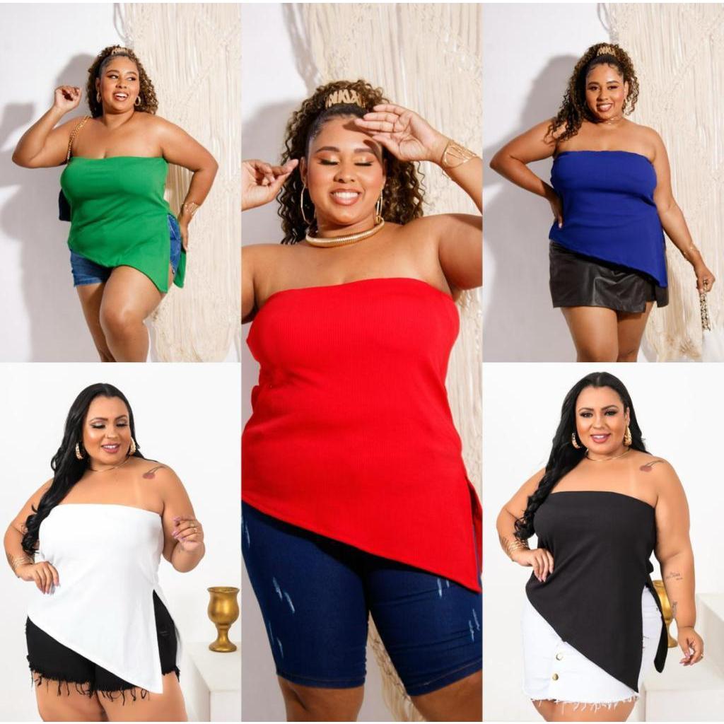 Camisa Feminina Plus Size Soltinha Blusa Manga Curta Bata Canoa Ombro a Ombro Top CANOA VERÃO