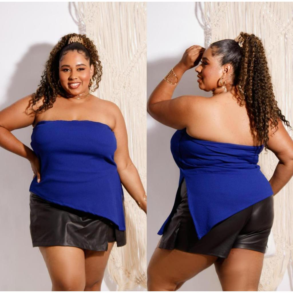 Blusinha Feminina Plus Size Blusa Bata Ombro a Ombro Soltinha Assimetrica Promoção CANOA VERÃO