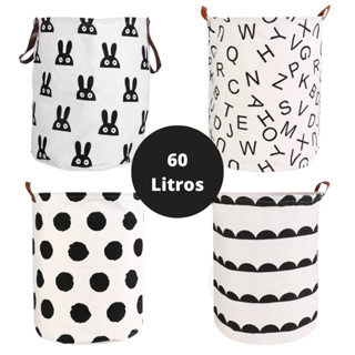 Cesto de Roupa Brinquedo Organizador Dobravel Tecido Impermeavel 60 Litros Estampado