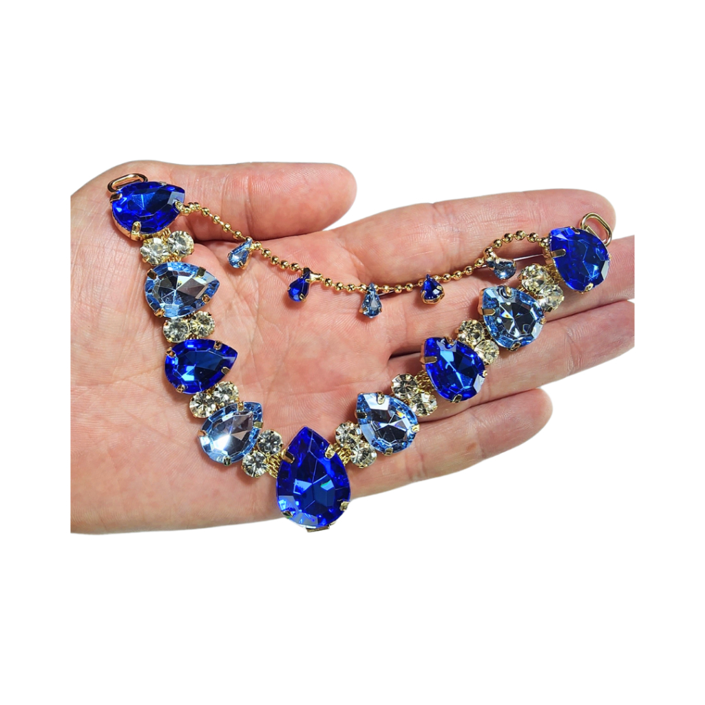 Cabedal Gotas em V Azul com Agua com correntinha strass Sereia Ciganinha Decoração Chinelo o Par em Oferta na Shopee