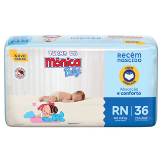 Kit Com 02 Pacotes Fraldas RN - Turma da Mônica - Cada Pacote Com 36  Fraldas - Totalizando 72 fraldas RN