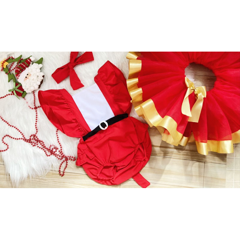 Roupa Bebê  Natal  Mamãe Noel kit Luxo 2 em 1