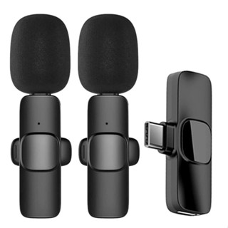 Kit Microfone de Lapela Sem Fio Wireless Um Receptor Profissional Alcance 20 Metros Tipo C Android Presilha para Camisa Transmissão Reunião Palestra Gravação de Vídeo YouTube TikTok