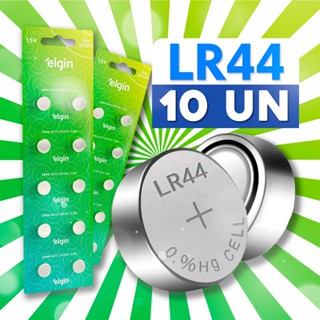 Pilha Botão LR44 Alcalina 10 Un Elgin 1.5v Cartela com 10 Unidades