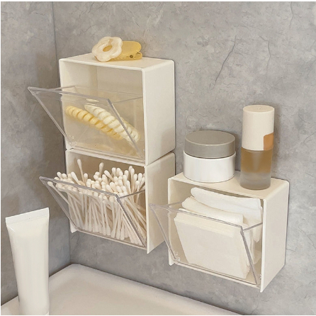 Caixa De Armazenamento Suporte Multiuso De Parede Banheiro Porta Cotonete Algodão Acessórios Com Alto Adesivo em Oferta na Shopee