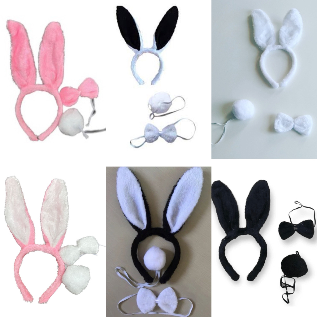 Kit  Coelhinho Para Fantasia Cosplay (tiara+gravata+rabinho) em Oferta na Shopee