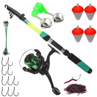 Kit De Pesca Vara Telescópica 1.70 Metros Com Molinete + Linha e Acessórios 12-20 Libras Pescaria