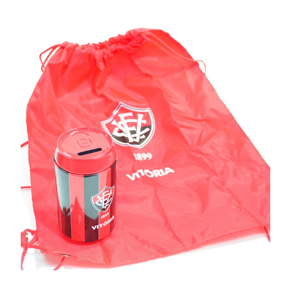 Cofre Cofrinho Porta Moeda Lata + Mochila Porta Chuteira Vitória