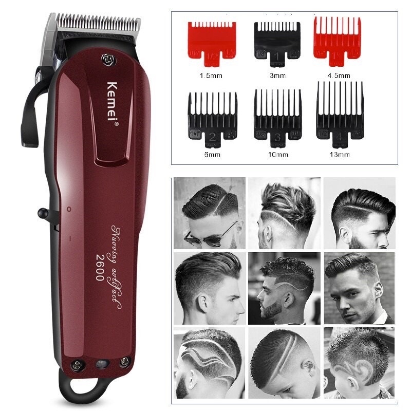 Máquina De Kemei Km-2600 Máquina De Cortar Cabelo Elétrico 9w Potente Recarregável 2200mah em Oferta na Shopee