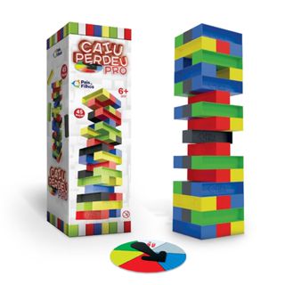 Jogo Caiu Perdeu Pro Colorido 45pcs C/ Roleta Pais E Filhos