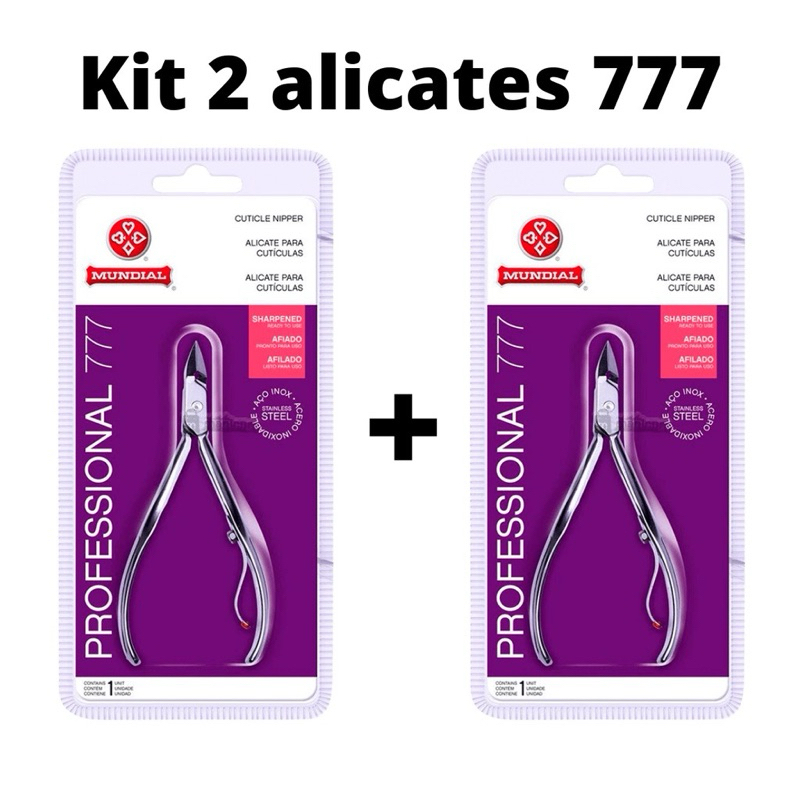 Kit 2 Alicates Cuticula 777 profissional Afiado Inox Mundial Personal Care