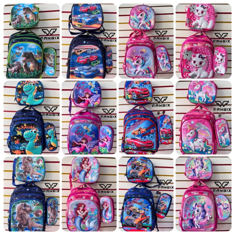 NOVIDADES  Kit de Mochila Escolar Infantil Estojo Lancheira Meninas E Meninos MODELO BRILHANTE , Fanwix em Oferta na Shopee