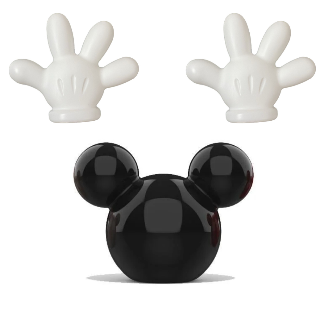 Kit Decoração De Festa 2 Mão Mickey Luvinha + 1 Cabeça Mickey Minnie Decorativa Enfeite De Mesa