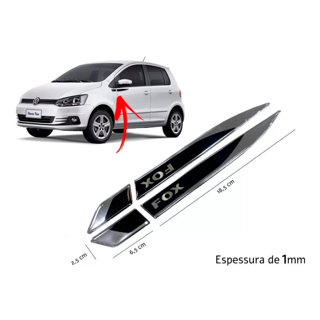 Adesivo Emblema Protetor Coluna Porta Para Volkswagen Fox - Resinado