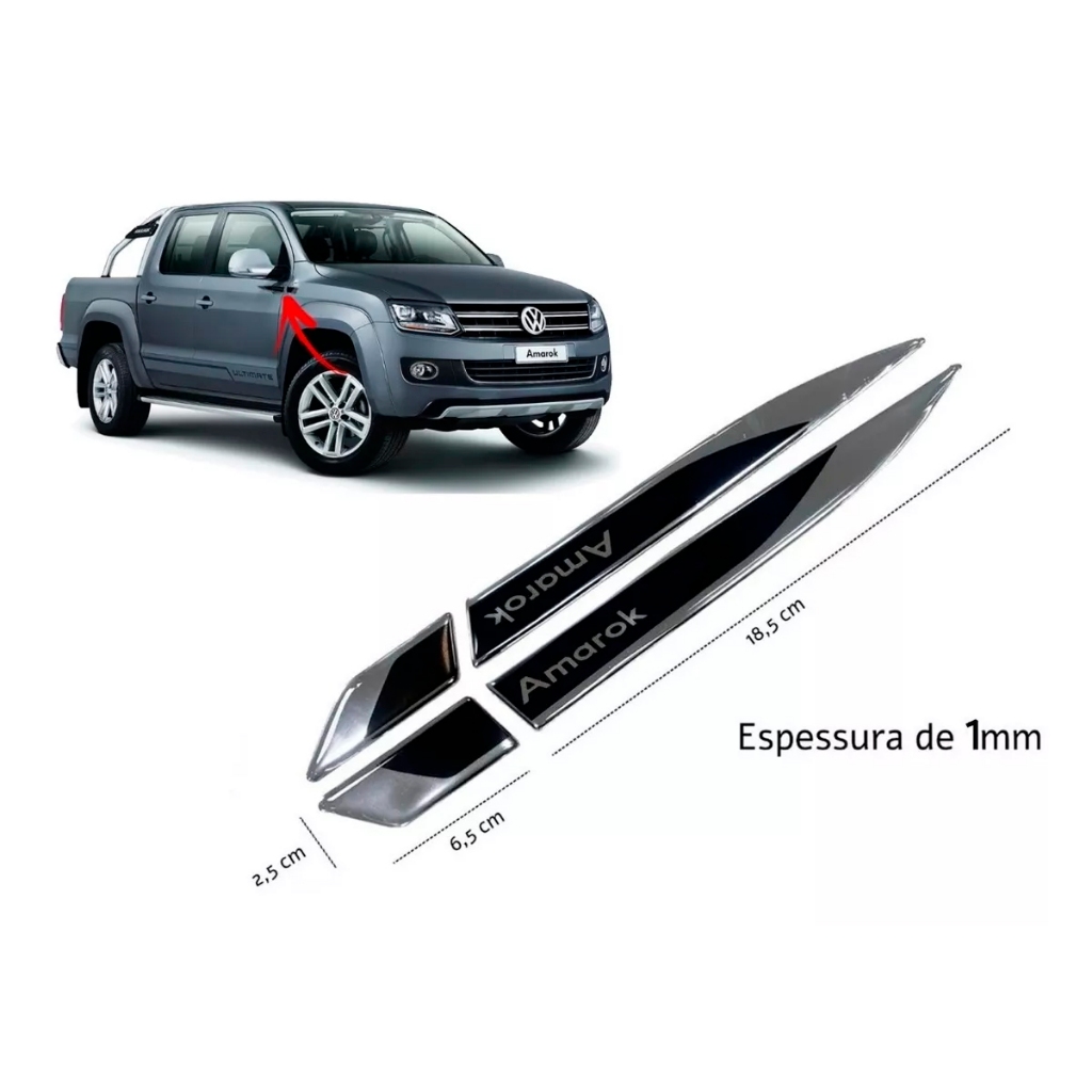 Adesivo Emblema Protetor Coluna Porta Para Volkswagen Amarok - Resinado