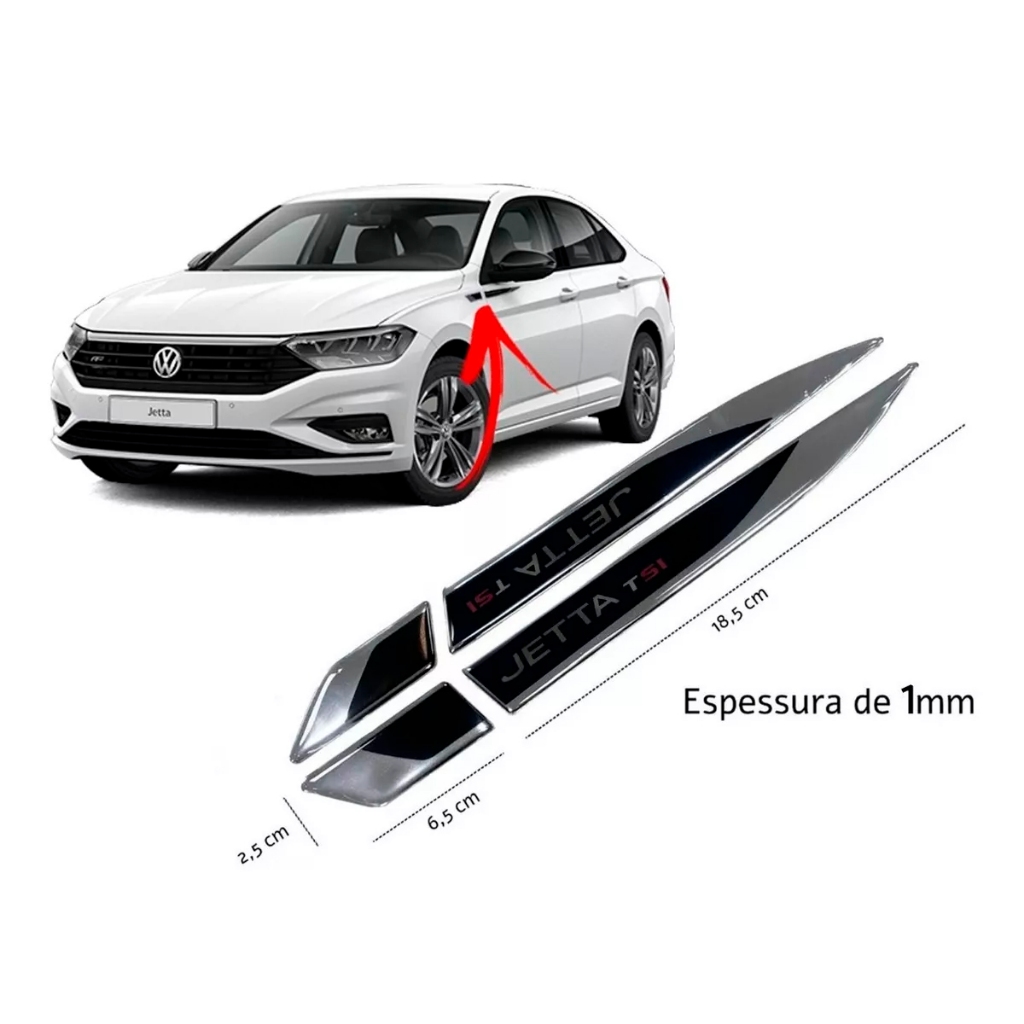 Adesivo Emblema Protetor Coluna Porta Para Vw Jetta Tsi - Resinado