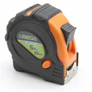 Trena 5 Metros x 25mm Emborrachada Profissional Com Imã, Trava e Freio - Mega