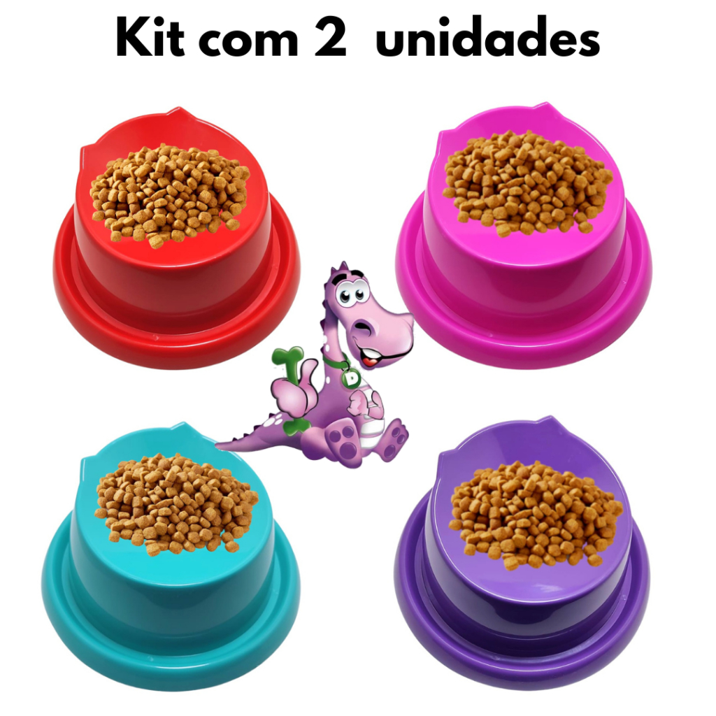 Kit 2 comedouros ergonômico elevado alto  para gatos anti-formiga corretor de postura