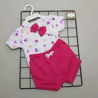 Conjunto Bebê Menina body e tapa fralda acompanha tiara Conjunto Infantil 0 a 3 meses baby