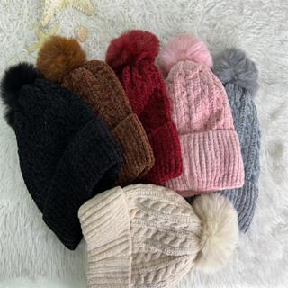Chapéu/Toca feminino de malha Pom Pom com forro de inverno quente e confortável da L&M