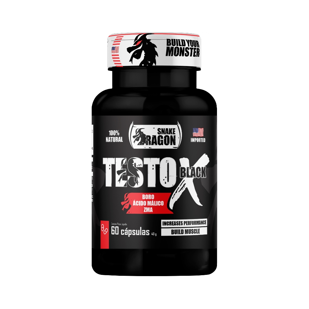 Suplemento Pré Hormonal - Testo GH X Black, 60 cápsulas - Snake Dragon em Oferta na Shopee