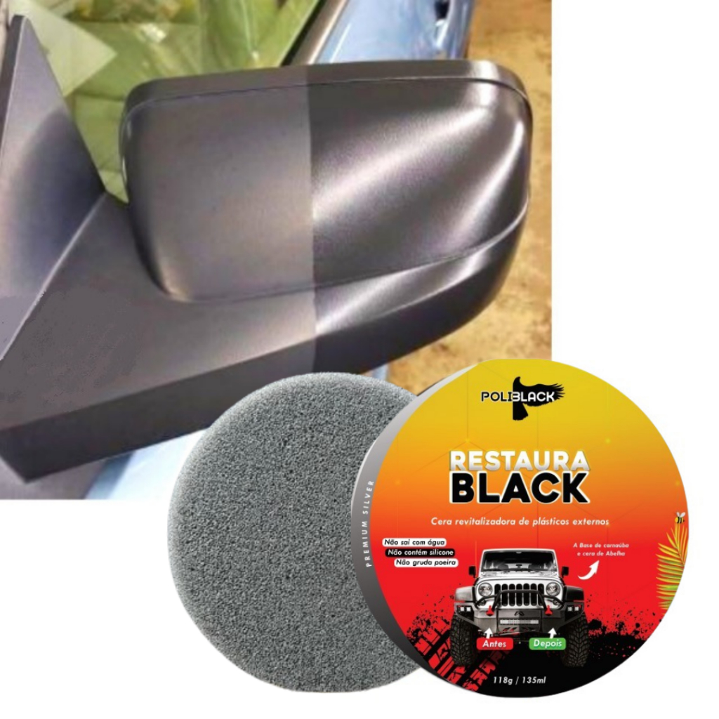 Cera POLY Revitalizante para Plástico, couro, para-choque, vinil + Espuma de Aplicação Envio rápido