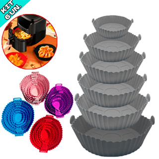 Forma Para Air Fryer De Silicone Redonda Kit Com 6 Unidades Assadeira Flexivel Reutilizável