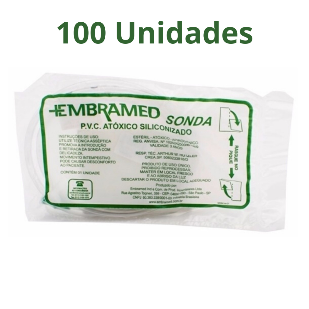 Sonda Uretral Embramed (100 unidades) Nº 04 / 06 / 08 / 10 / 12