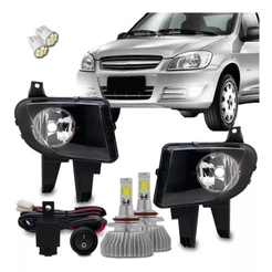 Kit Farol Milha Auxiliar Celta Prisma 2007 2008 2009 10 11 + Super Led Hb4 6000k