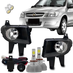 Kit Farol Milha Neblina Chevrolet Celta Prisma 2007 2008 2009 10 11 + Super Led Hb4 6000k