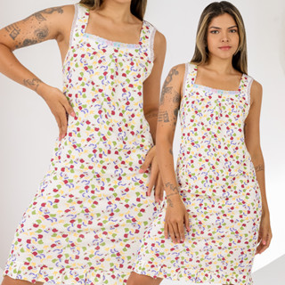 Camisola 100% algodão regata fresquinha roupa de dormir senhora
