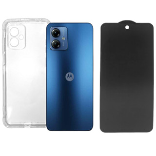 Capa Capinha Case Para Moto G14 Anti-Shock Transparente + Película De Cerâmica Privacidade