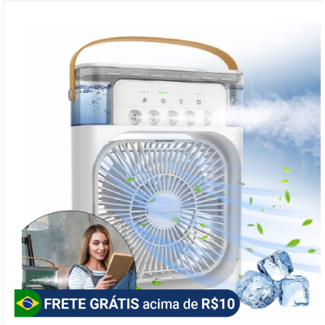 Refrigerador De Ar Ventilador Umidificador Portátil Com Led Reservatório De Água Led Usb