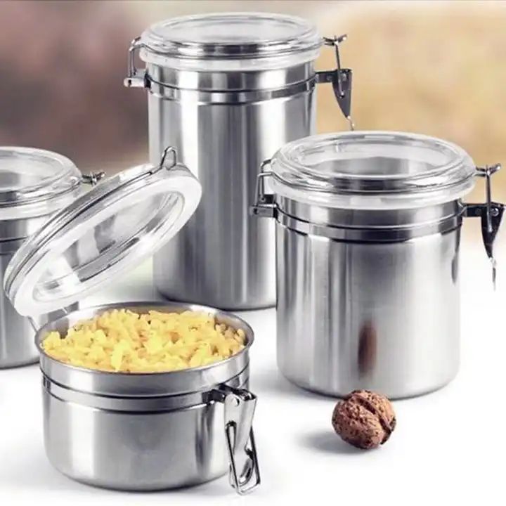 Kit 4 Potes Herméticos Inox Para Condimentos Com Trava Envio Já!