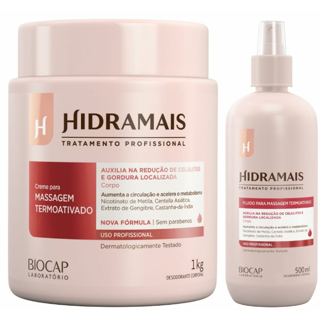 Kit Termoativado- Fluido termoativado 500ml+Creme para Massagem Termoativado 1kg